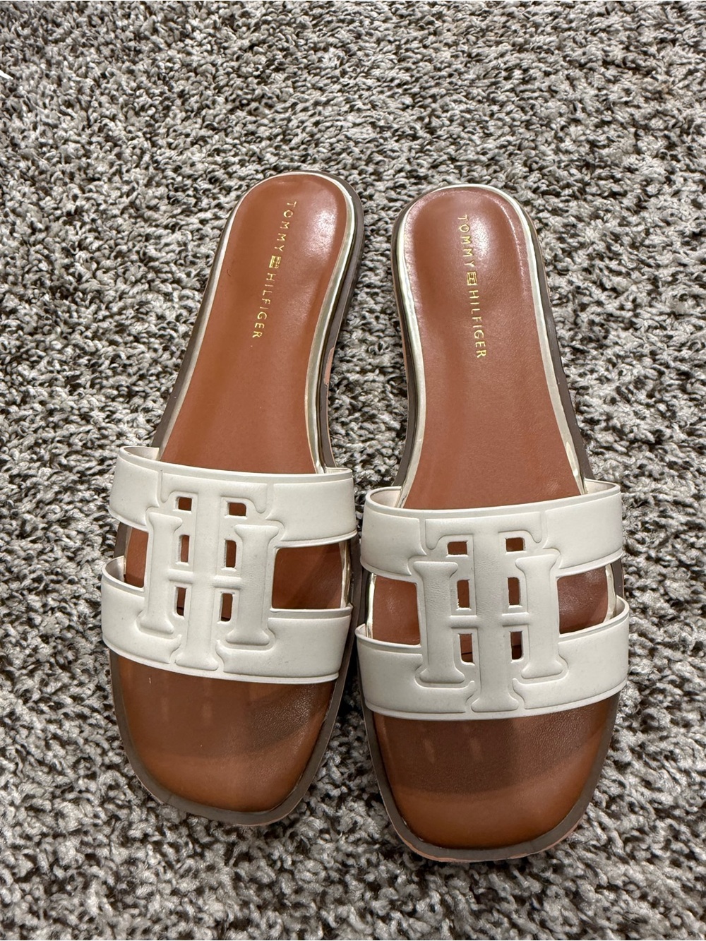 Tommy Hilfiger White Slide Sandals